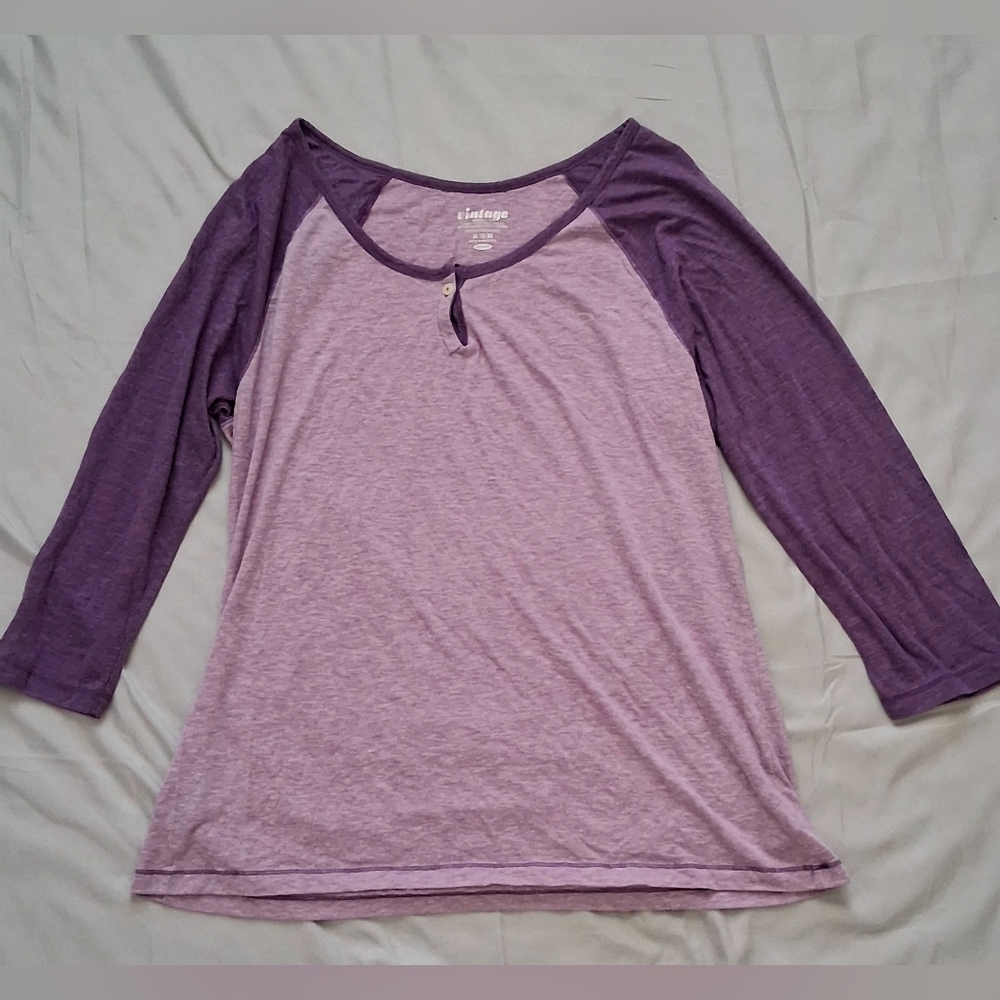 Old Navy Vintage Purple Baseball Tee | Women’s XL | 3/4 Sleeve